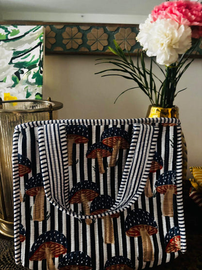 Shroom Stripe Medium Size Tote Bag