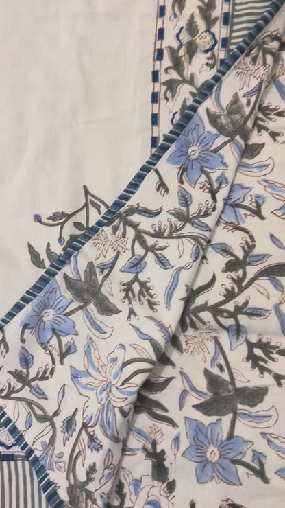 Blue Meadow Reversible Single Dohars ( Set of 2 single dohars)