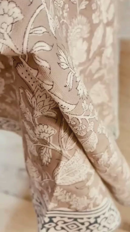 Grey Floral Table Cover