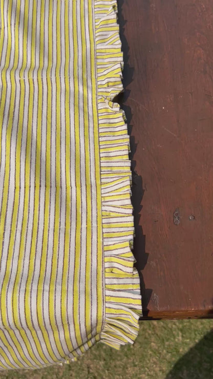 Ruffled & Stripped Table Runner ( Yellow)
