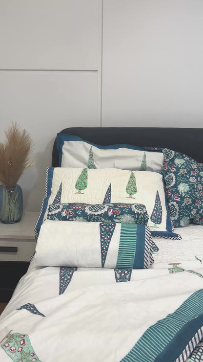 Azure Grove bedding Set ( Bedsheet & Single Bed Dohar )