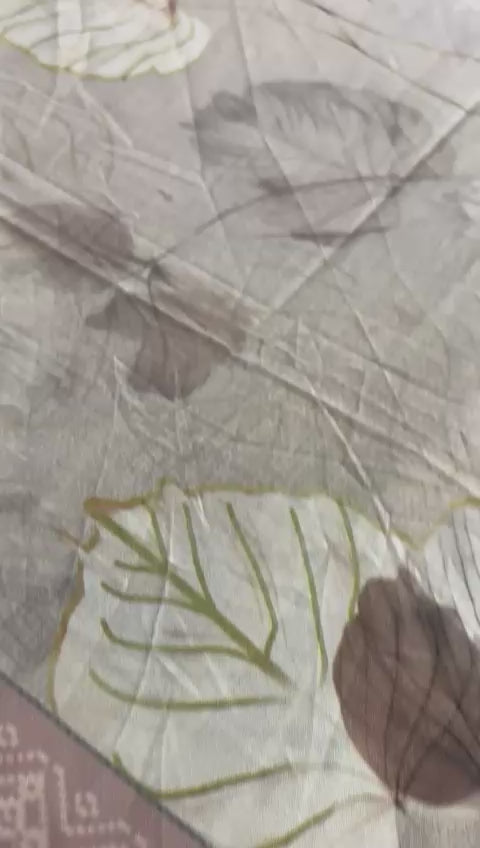 Double BedSheet : Nature Inspired in Soft Grey & Cream