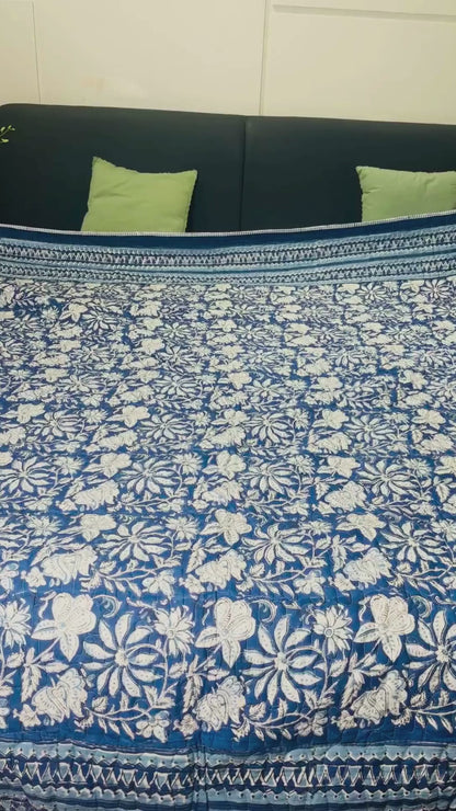 Indigo Floral  Quilt